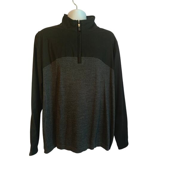 F & G Teck XL 100% Wool Base Pullover Mens Golf Quarter Zip Long Sleeve Shirt - Picture 1 of 7